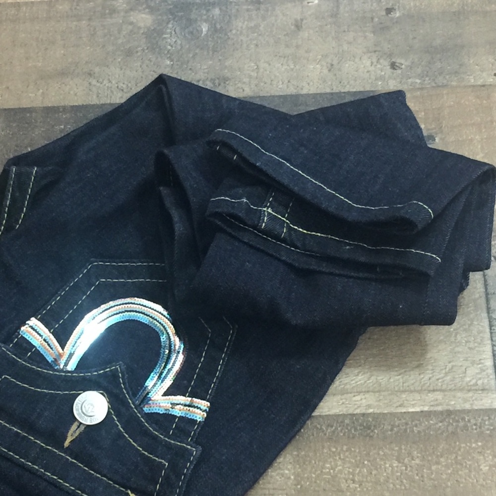 True Religion Embellished Dark Blue Jeans Sz. 25 - Picture 7 of 8